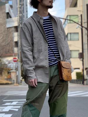 Linen　Cotton　Chambray　B.D.　Shirt　コムアーチ