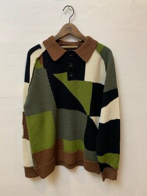 Patch　work　long　sleeve　polo　スコッチ＆ソーダ