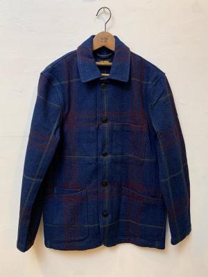Brewer　Jacket　Indigo　Tartan　Plaid　Mill　Wash
