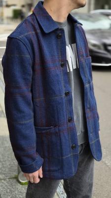 Brewer　Jacket　Indigo　Tartan　Plaid　Mill　Wash