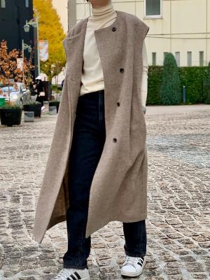 British　Herringbone　Sleeveless　Coat　コムアーチ　Women's