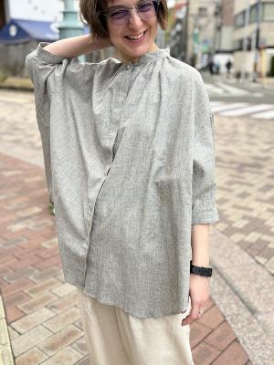 Antique　Check　Fly-Flont　Blouse